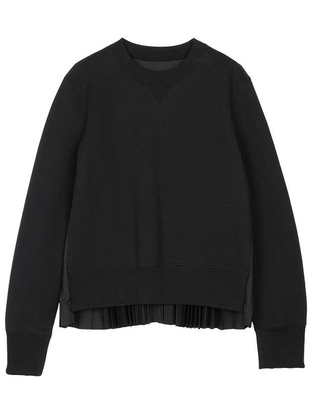 Crew Neck Pleated Hem Sweatshirt Black - SACAI - BALAAN 2