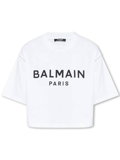 Short Sleeve T-Shirt BF1EE020BB02 GAB BLANC NOIR - BALMAIN - BALAAN 2