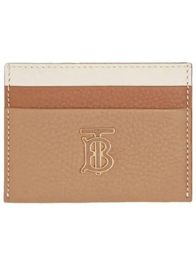 TB Tritone Grainy Leather Card Wallet Beige - BURBERRY - BALAAN 2