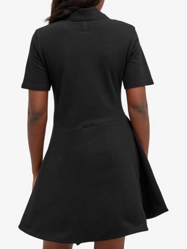 Cotton Asymmetric Polo Collar Short Dress Black - JW ANDERSON - BALAAN 4