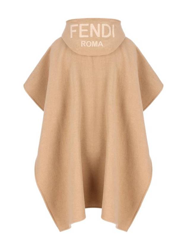 Roma Wool Poncho Beige - FENDI - BALAAN 3