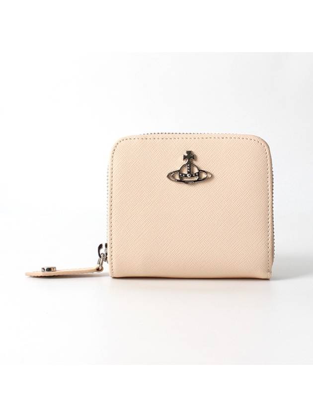 Saffiano Medium Zipper Half Wallet Ivory - VIVIENNE WESTWOOD - BALAAN 2