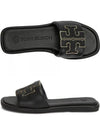 Double T Slide Slippers Black - TORY BURCH - BALAAN 2