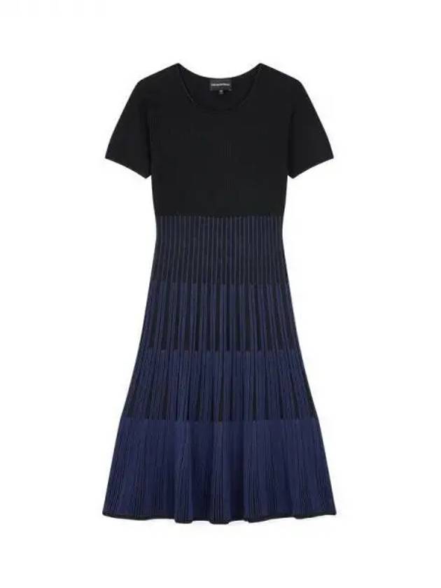 Women s Color Block Ribbed Knit Dress Black 270212 - EMPORIO ARMANI - BALAAN 1