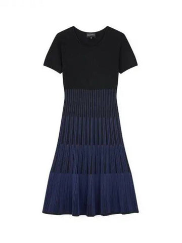 Women s Color Block Ribbed Knit Dress Black 270212 - EMPORIO ARMANI - BALAAN 1