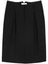 High-waist Midi H-line Skirt Black - AMI - BALAAN 2