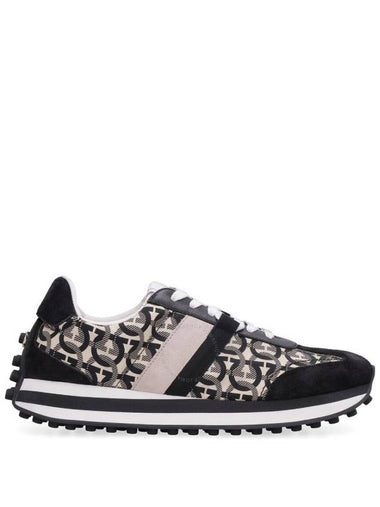 Ferragamo Black Iulia Gancini Print Low Top Sneakers Size 6.5 - SALVATORE FERRAGAMO - BALAAN 1