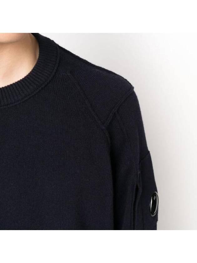 Lens Wappen Classic Crew Neck Wool Knit Top Navy - CP COMPANY - BALAAN 4