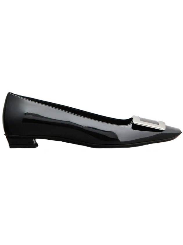 Women's Belle Vivier Metal Buckle Pumps Flat Shoes Black - ROGER VIVIER - BALAAN.