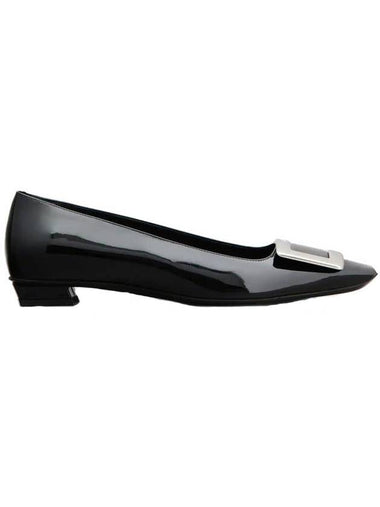 Women's Belle Vivier Metal Buckle Pumps Flat Shoes Black - ROGER VIVIER - BALAAN 1