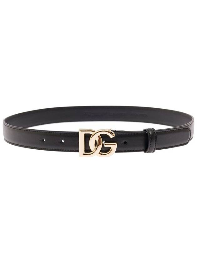 Women's Gold DG Logo Leather Belt Black - DOLCE&GABBANA - BALAAN 5