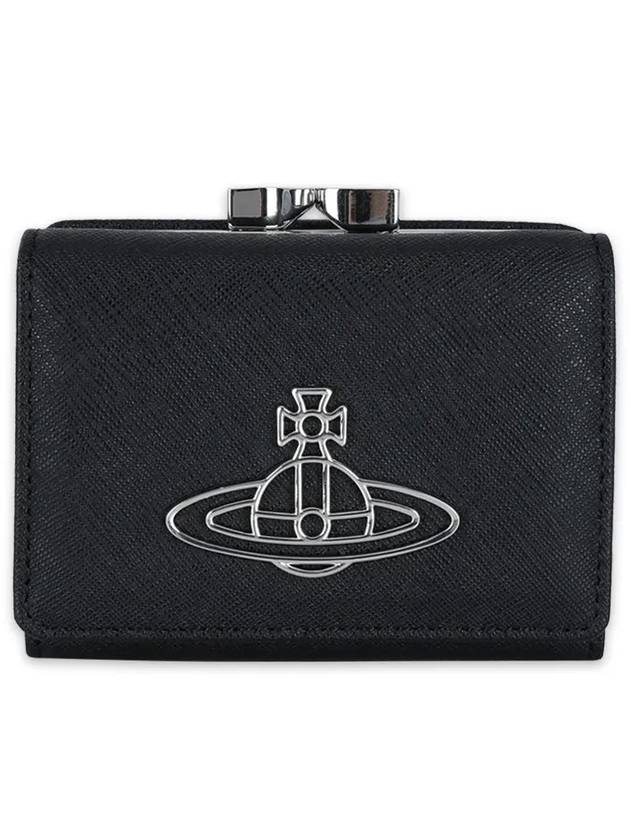 Saffiano Thin Line Half Wallet Black - VIVIENNE WESTWOOD - BALAAN 3