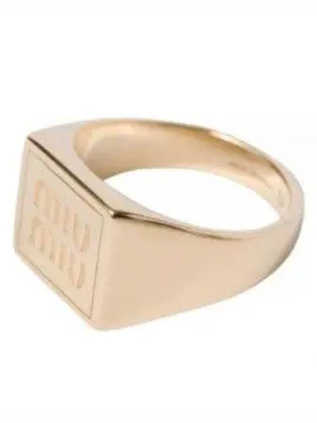 Engraved Logo Signet Metal Ring Gold - MIU MIU - BALAAN 4