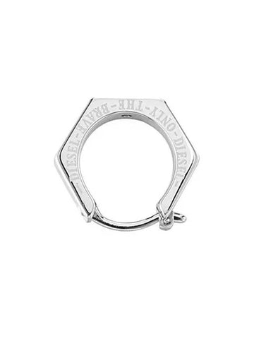 Logo Single Hoop Stainless Steel Earring Silver - DIESEL - BALAAN 1