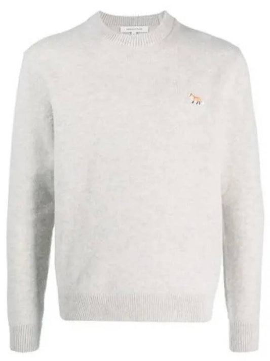 Baby Fox Patch Regular Knit Top Light Grey Melange - MAISON KITSUNE - BALAAN 2