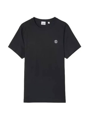 Monogram motif t shirt black short sleeve - BURBERRY - BALAAN 1