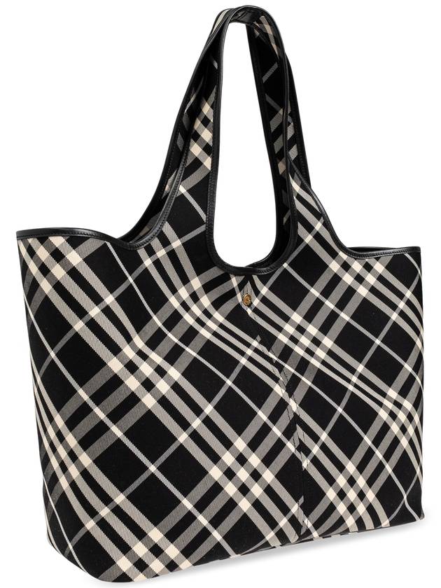 Check Medium Tote Bag Black - BURBERRY - BALAAN 5