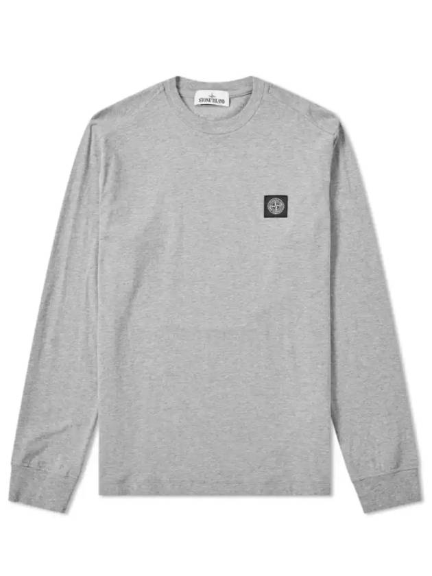 Stone Island 22713 Long Sleeve Patch Logo Tee Gray 701522713V1064 - STONE ISLAND - BALAAN 1