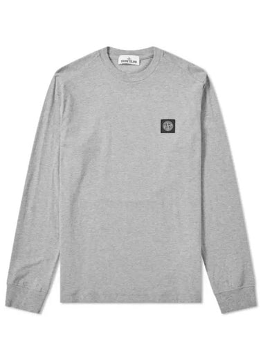 Stone Island 22713 Long Sleeve Patch Logo Tee Gray 701522713V1064 - STONE ISLAND - BALAAN 1