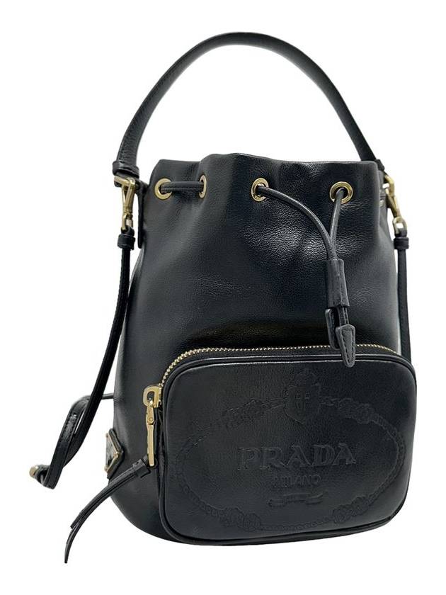 Women s 1BH038 Calfskin Black Bucket Tote Bag Strap - PRADA - BALAAN 2