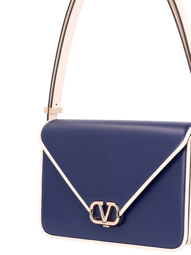 V logo shoulder bag navy - VALENTINO - BALAAN 4