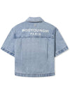 Women's Back Logo Short Sleeve Denim Shirt Blue - WOOYOUNGMI - BALAAN 3