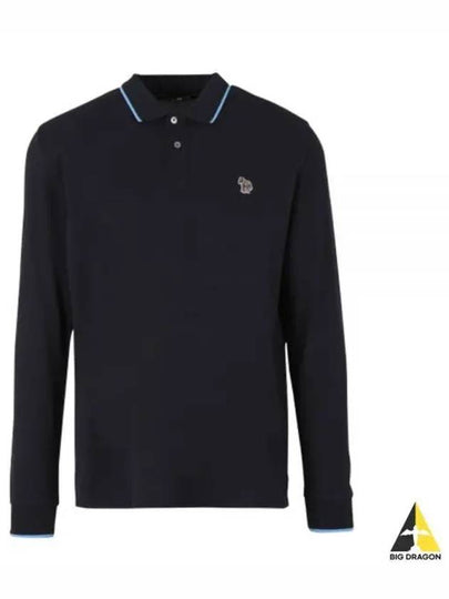 Zebra Patch Regular Fit Long Sleeve Polo Shirt Navy - PAUL SMITH - BALAAN 2