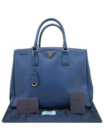 BN1786 Blue color SAFFIANO LUX gold logo tote bag - PRADA - BALAAN 1