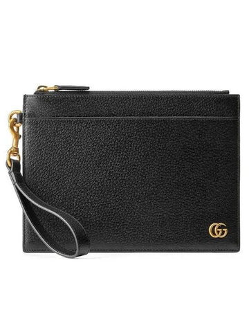 GG Marmont Leather Pouch Bag Black - GUCCI - BALAAN 1