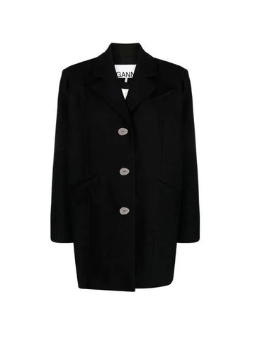 FW23 single breasted jacket black F8081 - GANNI - BALAAN 1