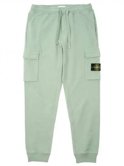 Garment Dyed Cotton Fleece Track Pants Light Green - STONE ISLAND - BALAAN 2