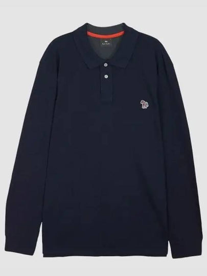 Zebra Patch Long Sleeve Polo Shirt Navy - PAUL SMITH - BALAAN 2