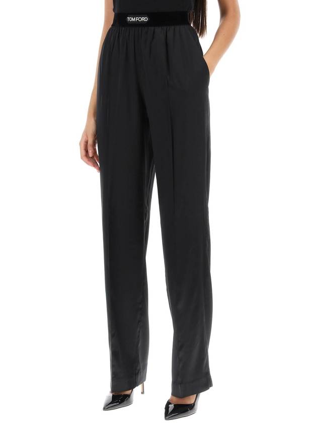 Women's Stretch Silk Straight Pants Black - TOM FORD - BALAAN 4