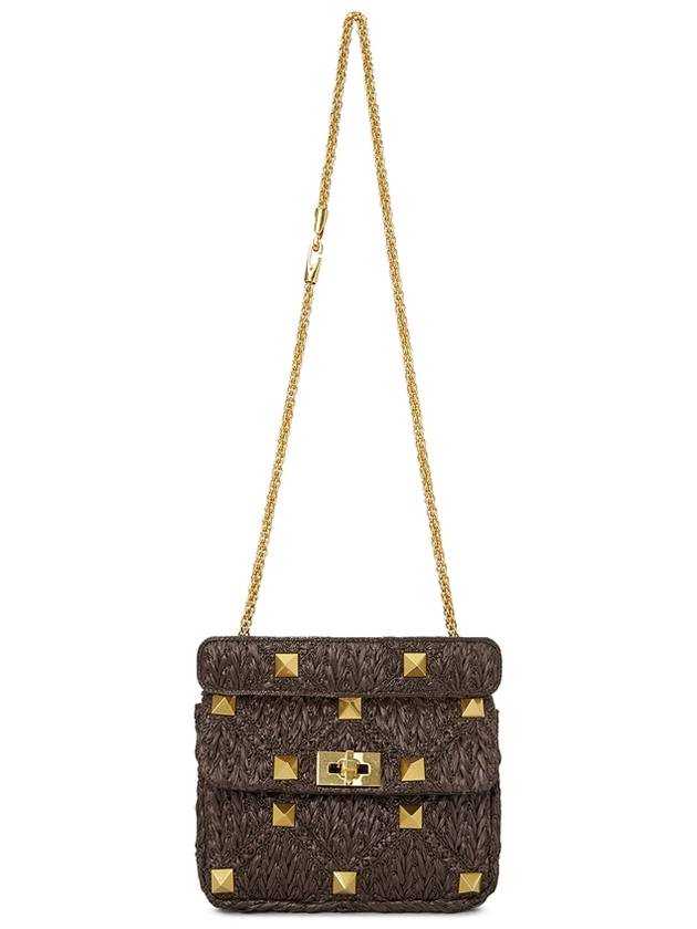 Roman Stud Chain Viscose Tote Bag Brown - VALENTINO - BALAAN 8