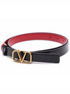 V Logo Signature Leather Belt Black Red - VALENTINO - BALAAN 4