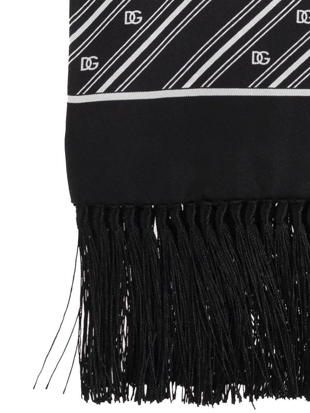 Dolce & Gabbana Silk Scarf With Fringes, Men's, Black - DOLCE&GABBANA - BALAAN 4