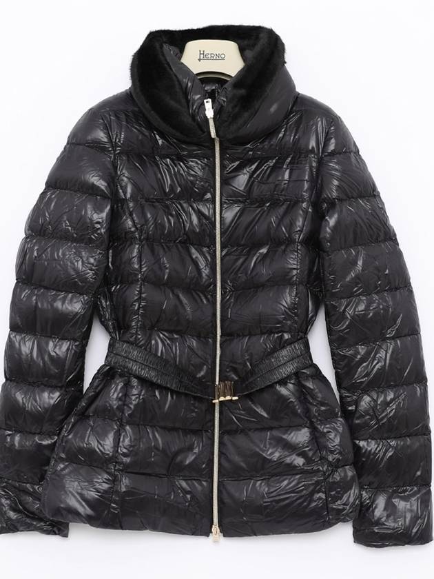 Women's Claudia Goose Down Natural Fur Padded Jacket Black - HERNO - BALAAN 3