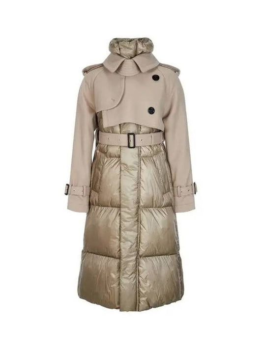 Women's Wool Melton Layered Padded Coat Khaki 271507 - SACAI - BALAAN 1