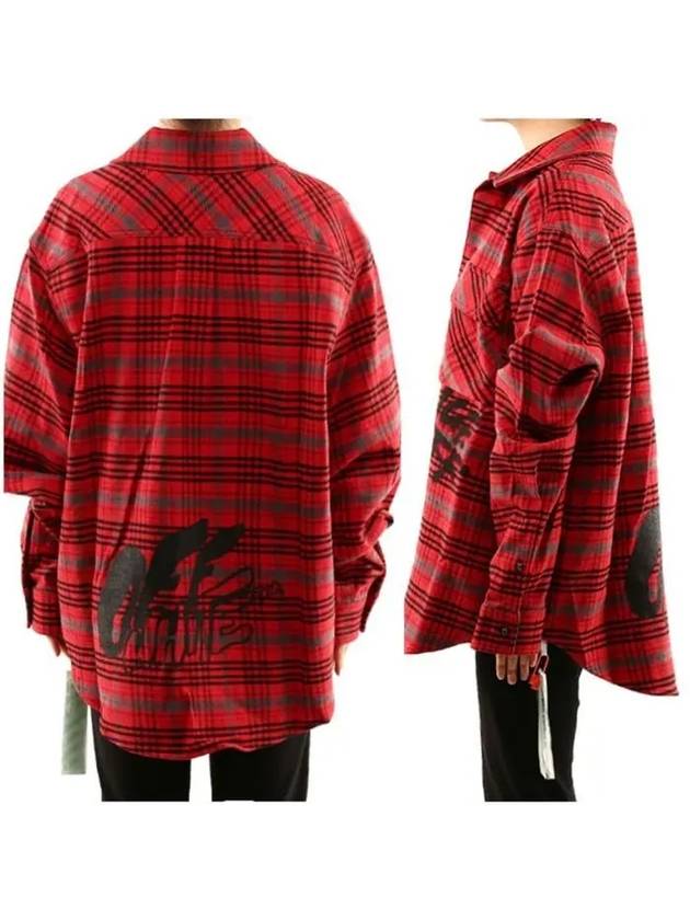 graffiti print check shirt red - OFF WHITE - BALAAN 8