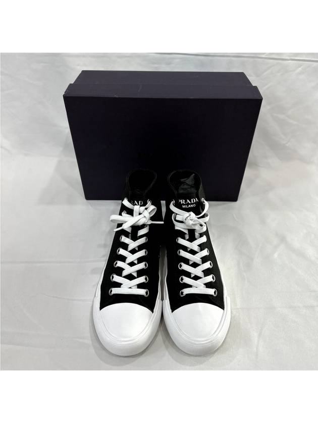 7 Prada Men s Logo Canvas High Top Sneakers Black - PRADA - BALAAN 3