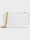 Monochrome Matelasse Quilted Calfskin Chain Shoulder Bag White - CELINE - BALAAN 3