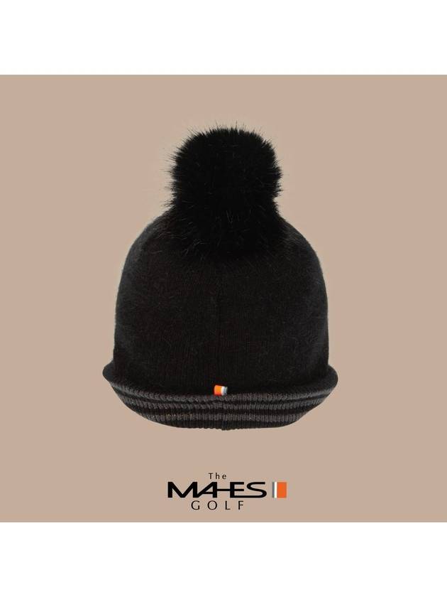 Logo bucket hat black orange label angora fur bell beanie cap EC00724 - MAHES - BALAAN 3