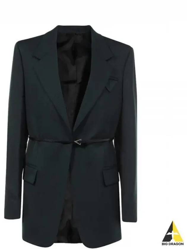 Belted Wool Blazer Jacket Green - BOTTEGA VENETA - BALAAN 2