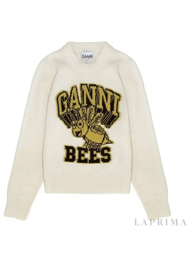 Women's Logo Intarsia Knit Top Off White - GANNI - BALAAN 9