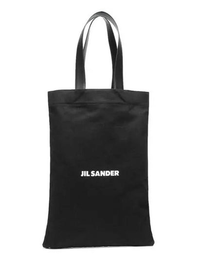 Logo Print Large Cotton Tote Bag Black - JIL SANDER - BALAAN 2