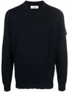 Regular Fit Crew Neck Wool Knit Top Navy - STONE ISLAND - BALAAN 2