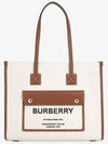 Freya Small Canvas Leather Tote Bag Natural Tan - BURBERRY - BALAAN 3