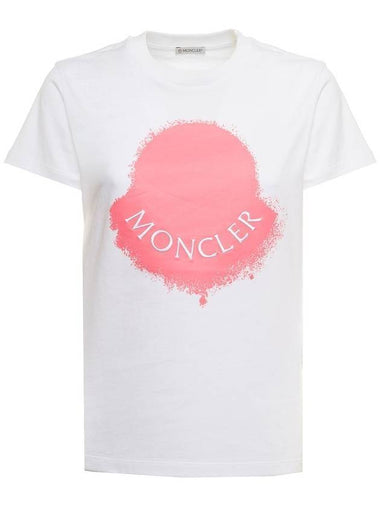 Women's Logo Print Short Sleeve T-Shirt White - MONCLER - BALAAN 1