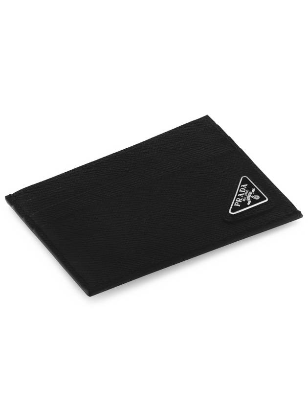 Triangle Logo Saffiano Card Wallet Black - PRADA - BALAAN 3