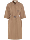 Zipper Pocket Belted Cotton Shirt Midi Dress Brown - FENDI - BALAAN 1